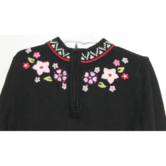Hanna Andersson Girls Embroidered Flowers Knit Sweater Sz 110 US 5 Mock Neck - Picture 2 of 7